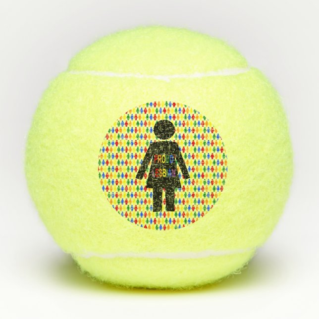 Balles De Tennis Lesbienne LGBTQ Silhouette et Rainbow Ladies (Devant)