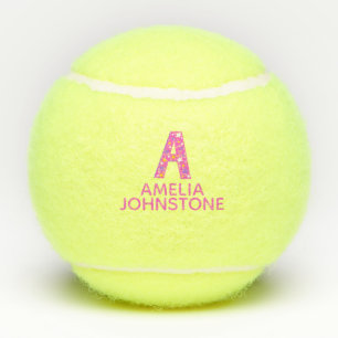 Balles De Tennis Lettre A monogramme filles personnalisées rose