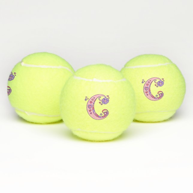 Balles De Tennis Lettre C monogramme filles Doodart personnalisé (Multiple)