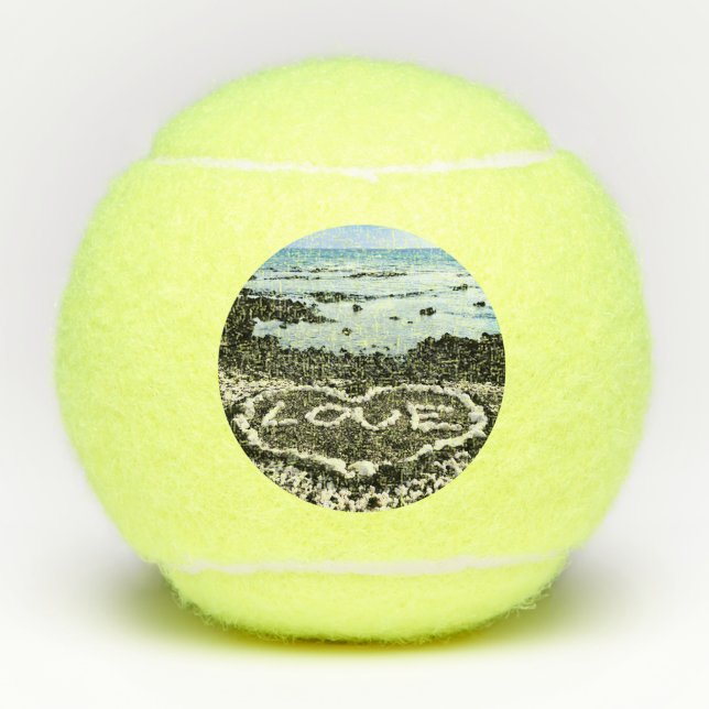 Balles De Tennis Love Hawaii Coral Heart Black Sand Beach Photo (Devant)
