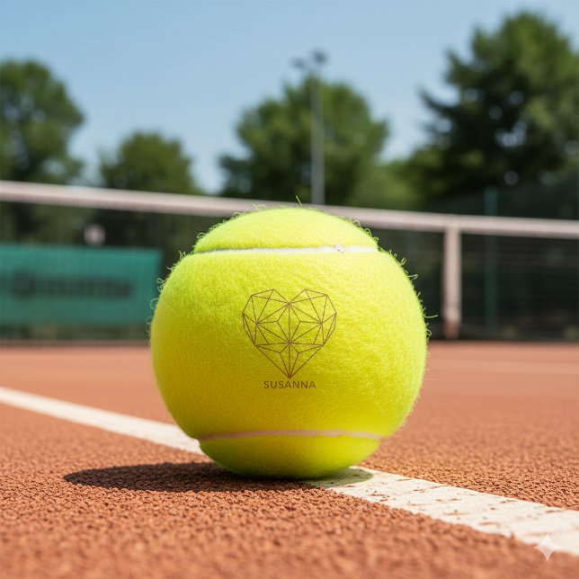 Balles De Tennis Marbre de coeur géométrique tendance Faux Rose Gol (Trendy Faux Rose Gold Geometric Heart Marble Tennis Balls)