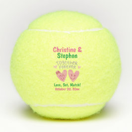 Balles De Tennis Mariage Ensemble pour toujours Cartoon Coeurs Favo