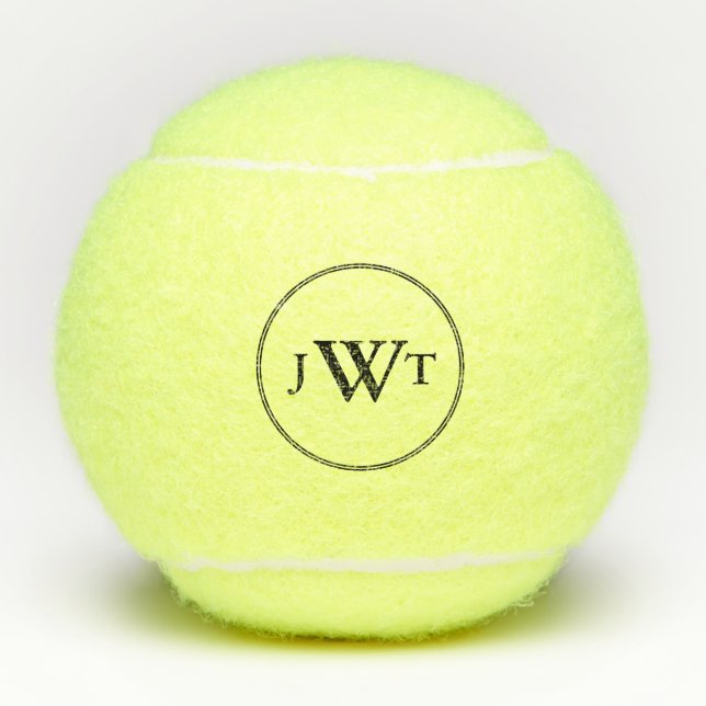 Balles De Tennis Modèle de texte simple de monogramme noir (Devant)