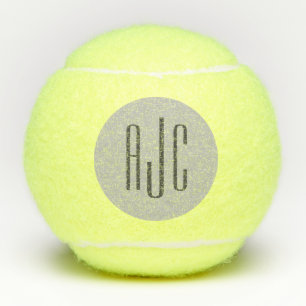 Balles De Tennis Moderne à trois lettres Monogramme gris noir