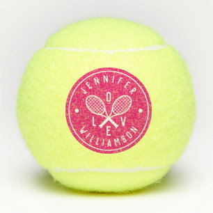 Balles De Tennis Monogramme de tennis personnalisé Nom Amour   Rose
