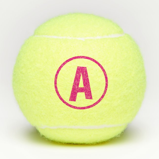 Balles De Tennis Monogramme initial en cercle rose chaud - Personna (Devant)