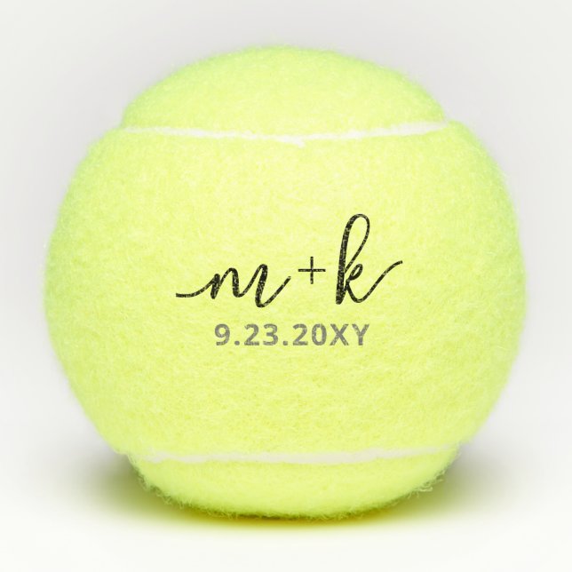 Balles De Tennis Monogramme Mariage moderne élégant personnalisé (Devant)