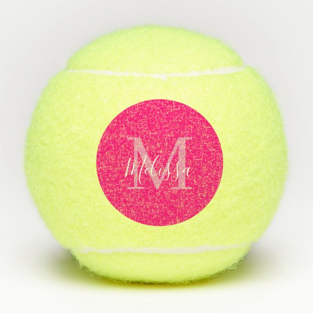 Balles De Tennis Monogramme moderne Sassy Rose élégant (Devant)