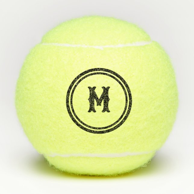 Balles De Tennis Monogramme noir personnalisé simple (Devant)