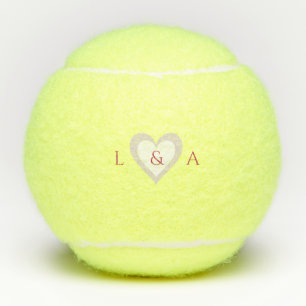 Balles De Tennis Monogramme personnalisé Coeur deux initiales