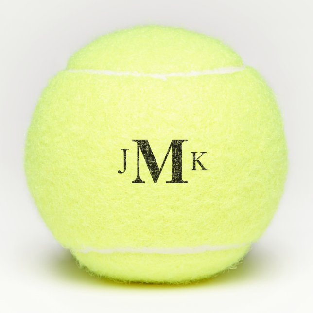 Balles De Tennis Monogramme personnalisé en gras (Devant)