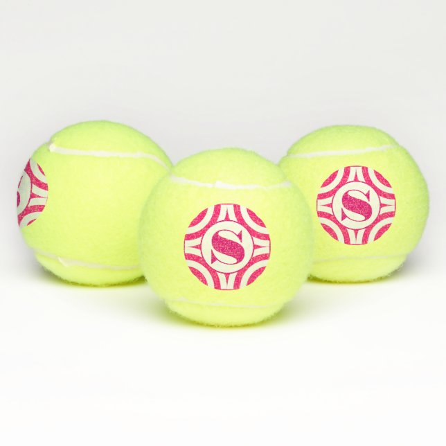 Balles De Tennis Monogramme rose classique (Multiple)