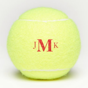 Balles De Tennis Monogramme rouge personnalisé en gras