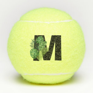 Balles De Tennis Monogramme vert Feuille Tropical M