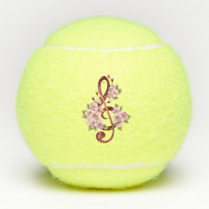 Balles De Tennis Musical treble clef notes with sakura flowers