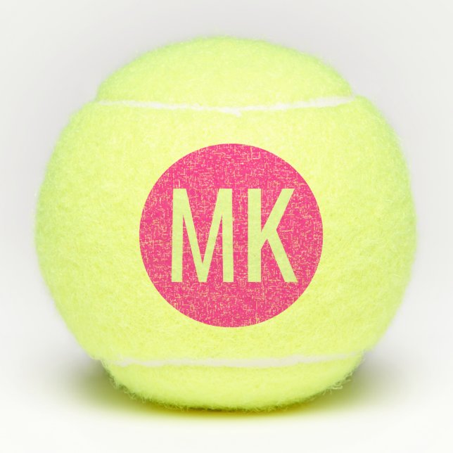 Balles De Tennis Neon rose moderne Initiales personnalisées (Devant)