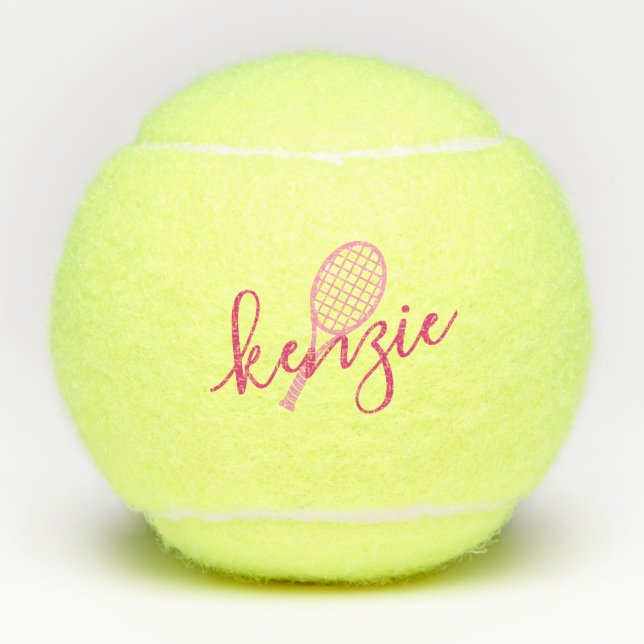 Balles De Tennis Nom de fille personnalisé rose (Devant)