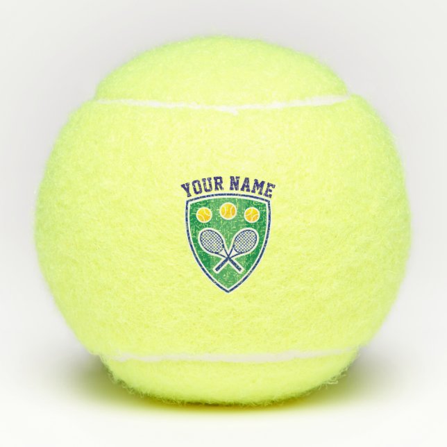 Balles De Tennis Nom de monogramme et jaune personnalisés de logo (Devant)