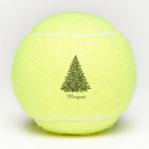 Balles De Tennis Nom de script élégant personnalisé Arbre de Noël