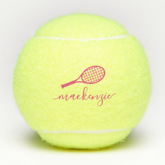 Balles De Tennis Nom de script élégant personnalisé rose
