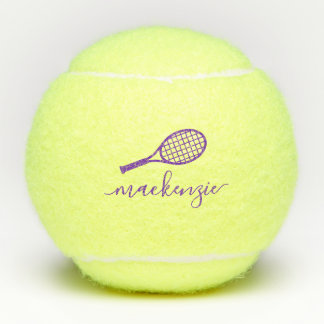Balles De Tennis Nom de script élégant personnalisé violet