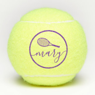Balles De Tennis Nom de script personnalisé personnalisé violet
