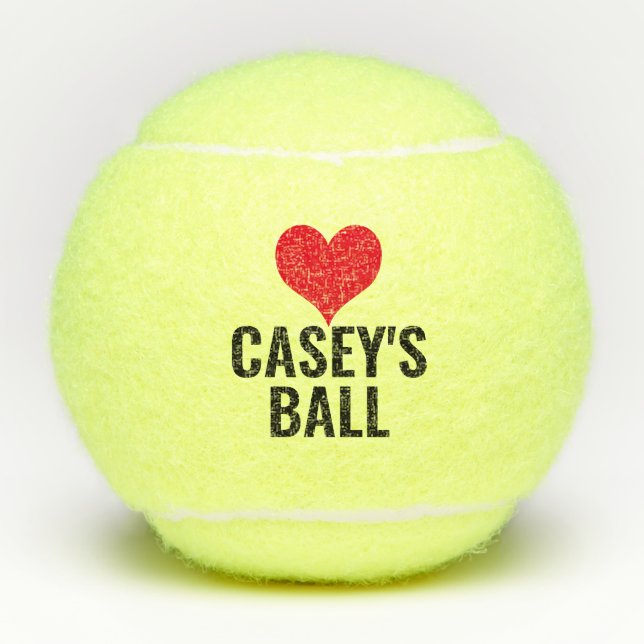 Balles De Tennis Nom du chien Personnalisé imprimé Coeur personnali (Devant)