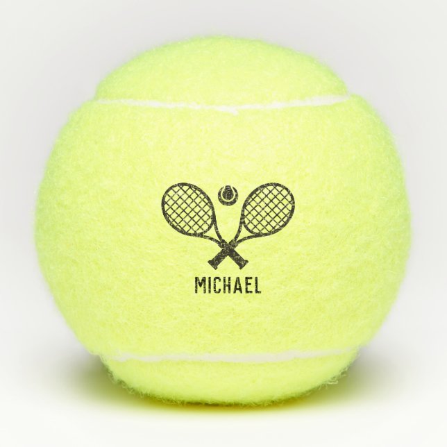 Balles De Tennis Nom du joueur de tennis Monogramme Personnalisé (Devant)