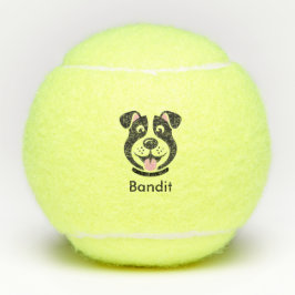 Balles De Tennis Nom personnalisé Cute Black Dog Tennis Balls