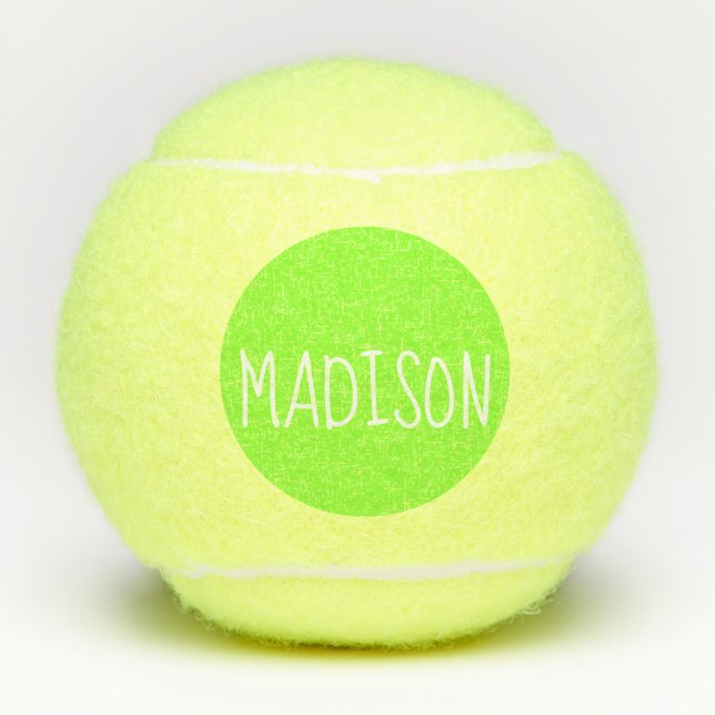 Balles De Tennis Nom personnalisé de Neon Green Super Cute (Devant)