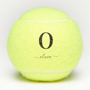 Balles De Tennis Nom personnalisé du script Monogramme personnalisé