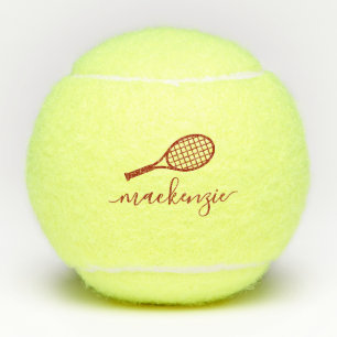 Balles De Tennis Nom personnalisé Élégant Script Bourgogne