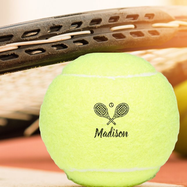 Balles De Tennis Nom personnalisé Joueur de tennis Monogramme (Score some aces on the court with your own monogrammed tennis balls. Team or single player gift.)