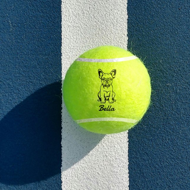 Balles De Tennis Nom personnalisé mignon Français Bulldog Frenchie  (Créateur téléchargé)