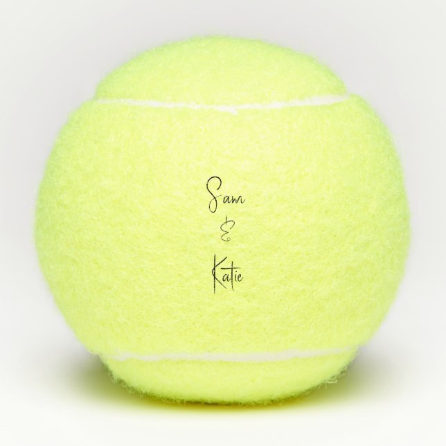 Balles De Tennis Noms de couple de script personnalisés simples (Devant)