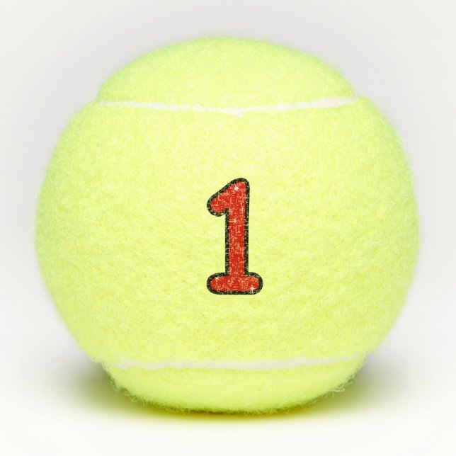 Balles De Tennis Numeral 1, one, 1 year, number 1, number one (Devant)