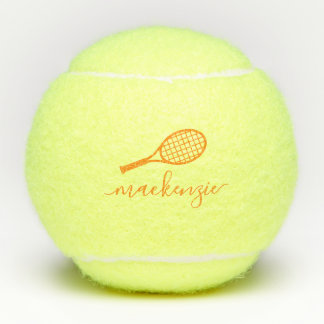Balles De Tennis Orange de script monogramme personnalisé