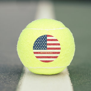 Balles De Tennis Patriotique USA American Flag Monogramme Personnal