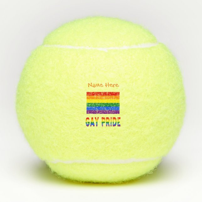 Balles De Tennis Personnalisation orange gay pride et drapeau arc-e (Devant)
