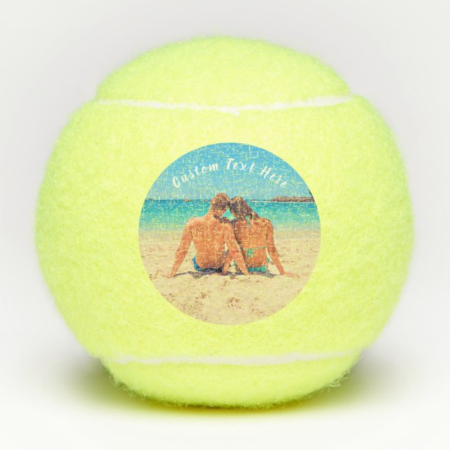 Balles De Tennis Photo personnalisée Texte Tennis Balls Votre photo (Devant)