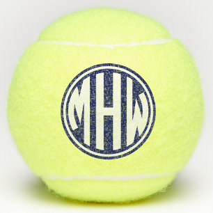 Balles De Tennis Police de monogramme en cercle bleu marine DIY BG