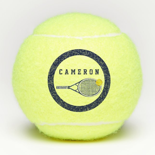 Balles De Tennis Racquet de tennis de nom bleu| Monogramme des boul (Devant)