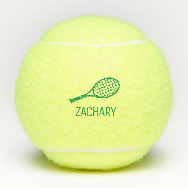 Balles De Tennis Raquette de tennis Monogramme Nom Personnalisé (Devant)