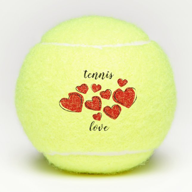 Balles De Tennis Red Sketchy Hearts Tennis Ball (Devant)