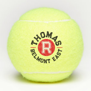 Balles De Tennis Rouge noir sport monogramme personnalisé nom et éq