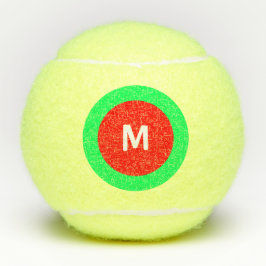 Balles De Tennis Rouge Vert blanc initial (M) Monogramme 4Mark