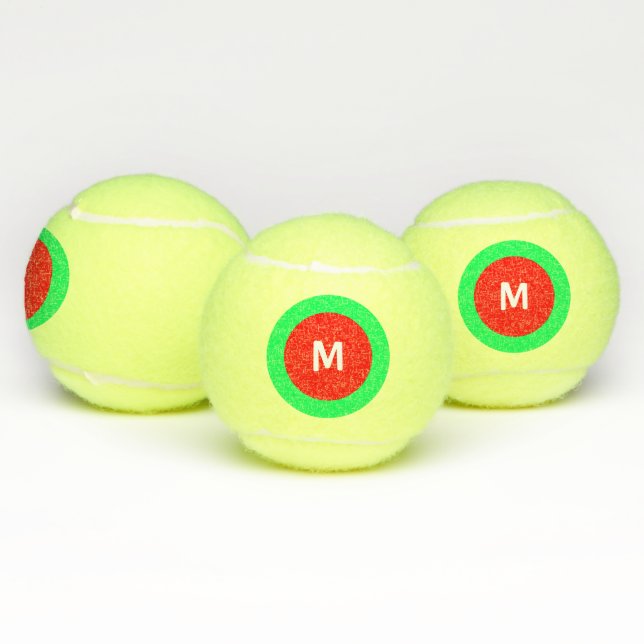 Balles De Tennis Rouge Vert blanc initial (M) Monogramme 4Mark (Multiple)