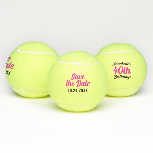 Balles De Tennis Sauvegarder la Date - Anniversaire (Multiple)