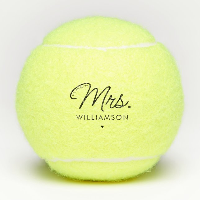 Balles De Tennis Sur Mesure, Mme Est. Script élégant moderne nouvel (Devant)