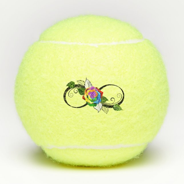 Balles De Tennis Symbole d'infini avec Rose arc-en-ciel (Devant)